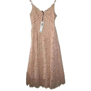 NSR Nordstrom Pink Blush Lace Adjustable Strap Fitted Bust Dress New With Tags